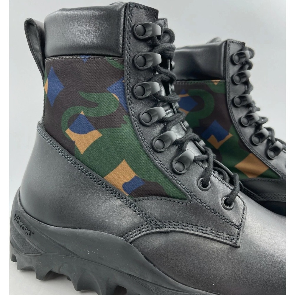 MCM Men's Black Leather Camo Nylon RESNICK Combat Boots Shoes 9AMM80, SZ. 42 - Picture 11 of 12